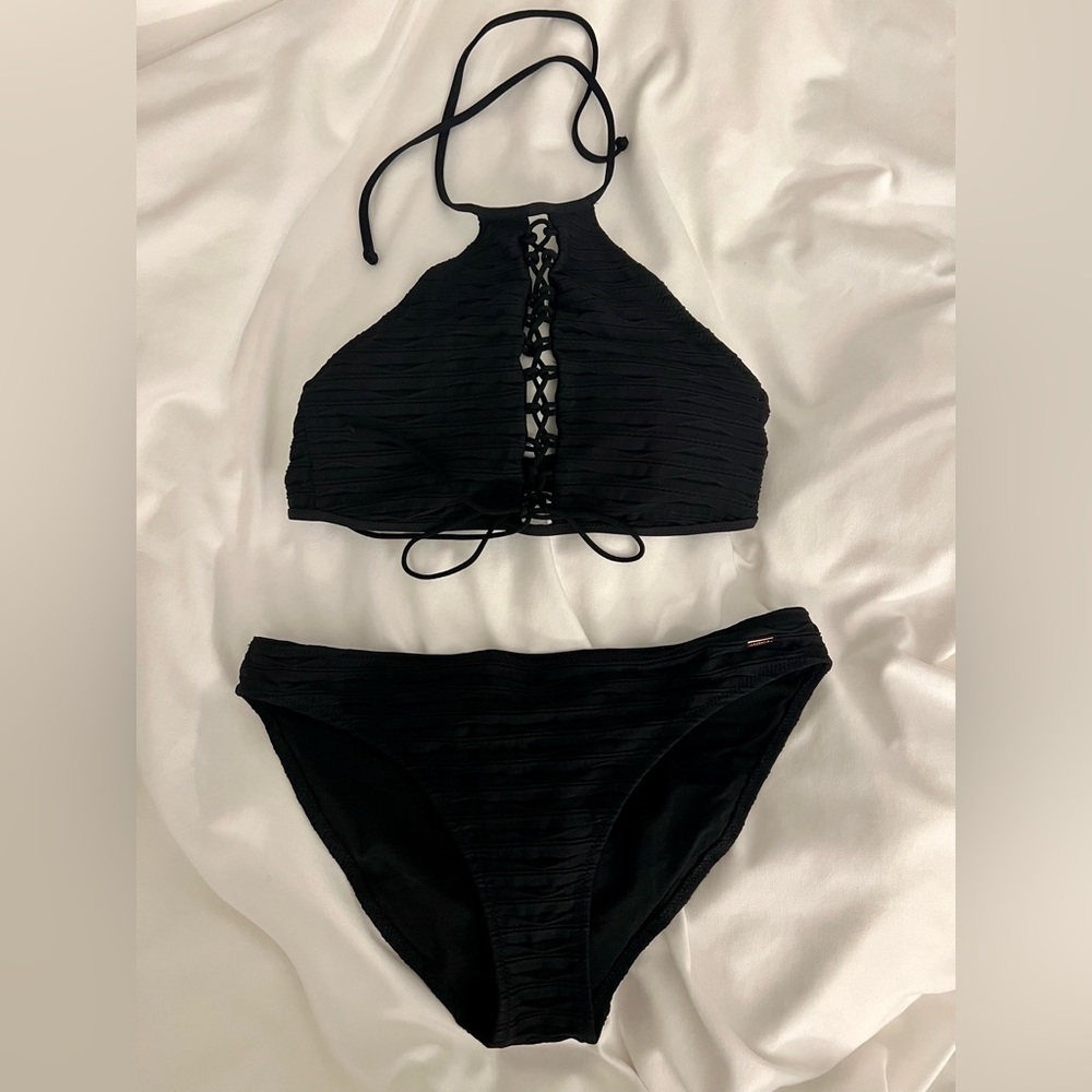 LASCANA - Lace up Bustier Bikini top & Low rise bikini bottom